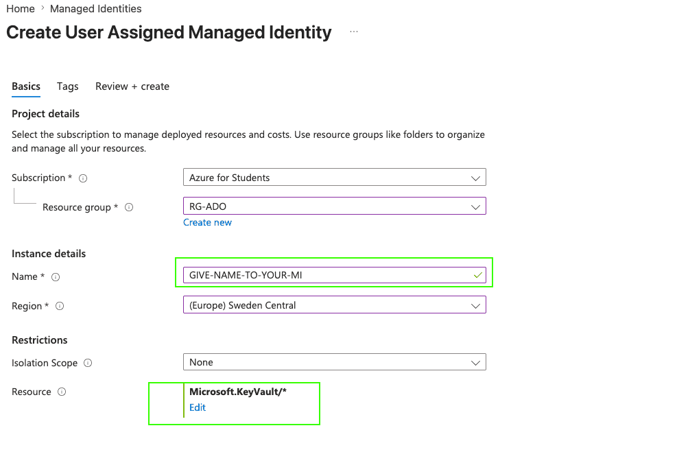 20 3 create managed identity