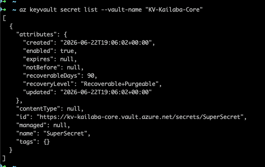 27 secret list azcli