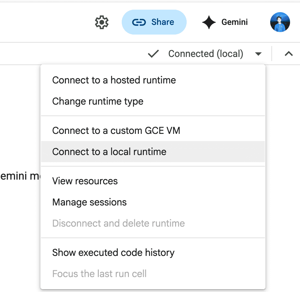 connect to local colab1