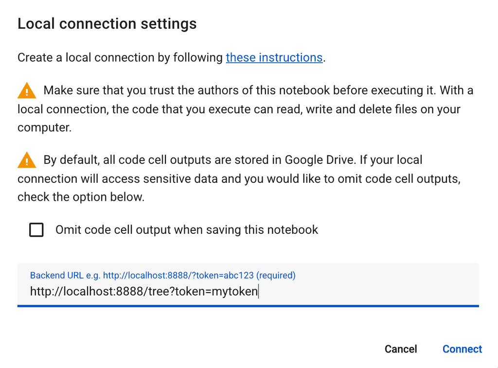 connect to loca colab1