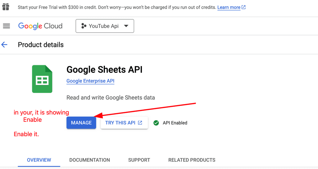 Google sheets api