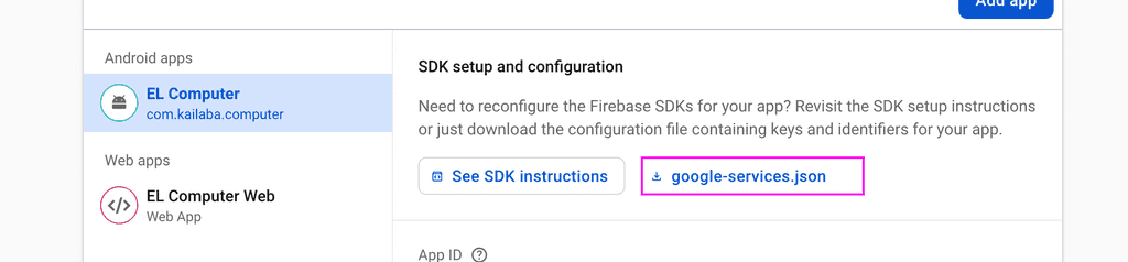 Download google-services.json
