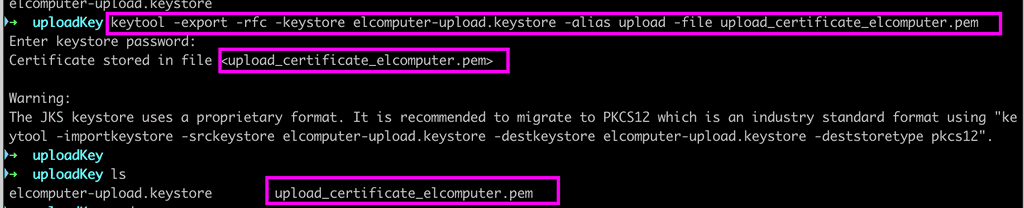 Creating .pem file from keystore file.